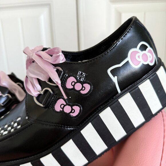 TUK Hello Kitty Black and White Stripe Platform Creepers - Picture 2 of 13